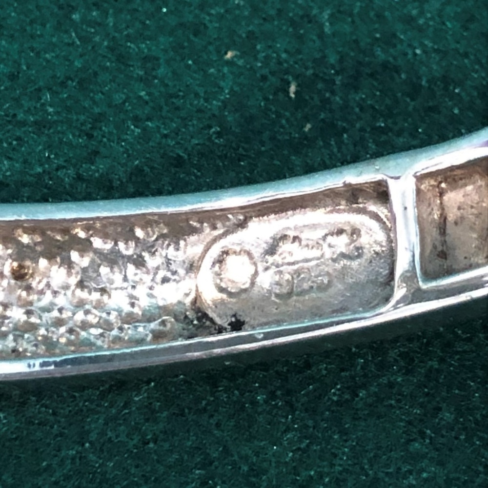 Retired AlenK Sterling Silver Murano Glass Bangle Cuff Italian Bracelet .925 - Picture 9 of 10